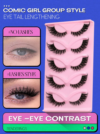 Veltrinay Fake Lashes Cat Eye Lashes Faux Mink Eyelashes Clear Band Lashes Natural Look Wispy Mink Eyelashes False Lashes Makeup - UrbanNest Co