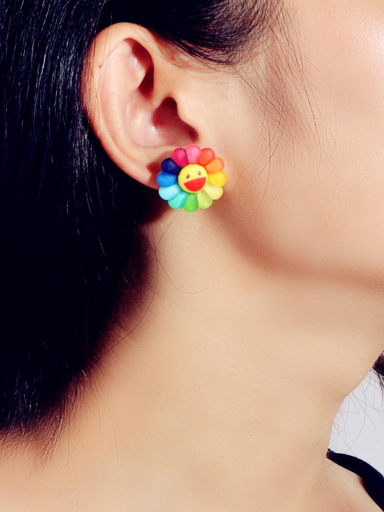 Cute Colourful Flower Acrylic Smile Face Stud Earrings Girlfriend Lover Y2k Gift - UrbanNest Co