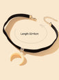 Black Velvet Choker Necklace Adjustable Retro Short Clavicle Ox Horn Jewellery - UrbanNest Co