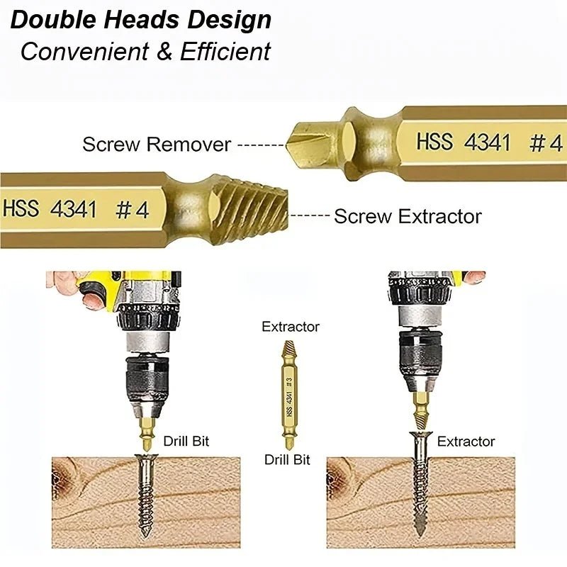 Damaged Screw Extractor Set HSS Drill Bit Stripped Broken Remover Small Easily Quickly Take Out Kit Easy Demolition Power Tools - UrbanNest Co