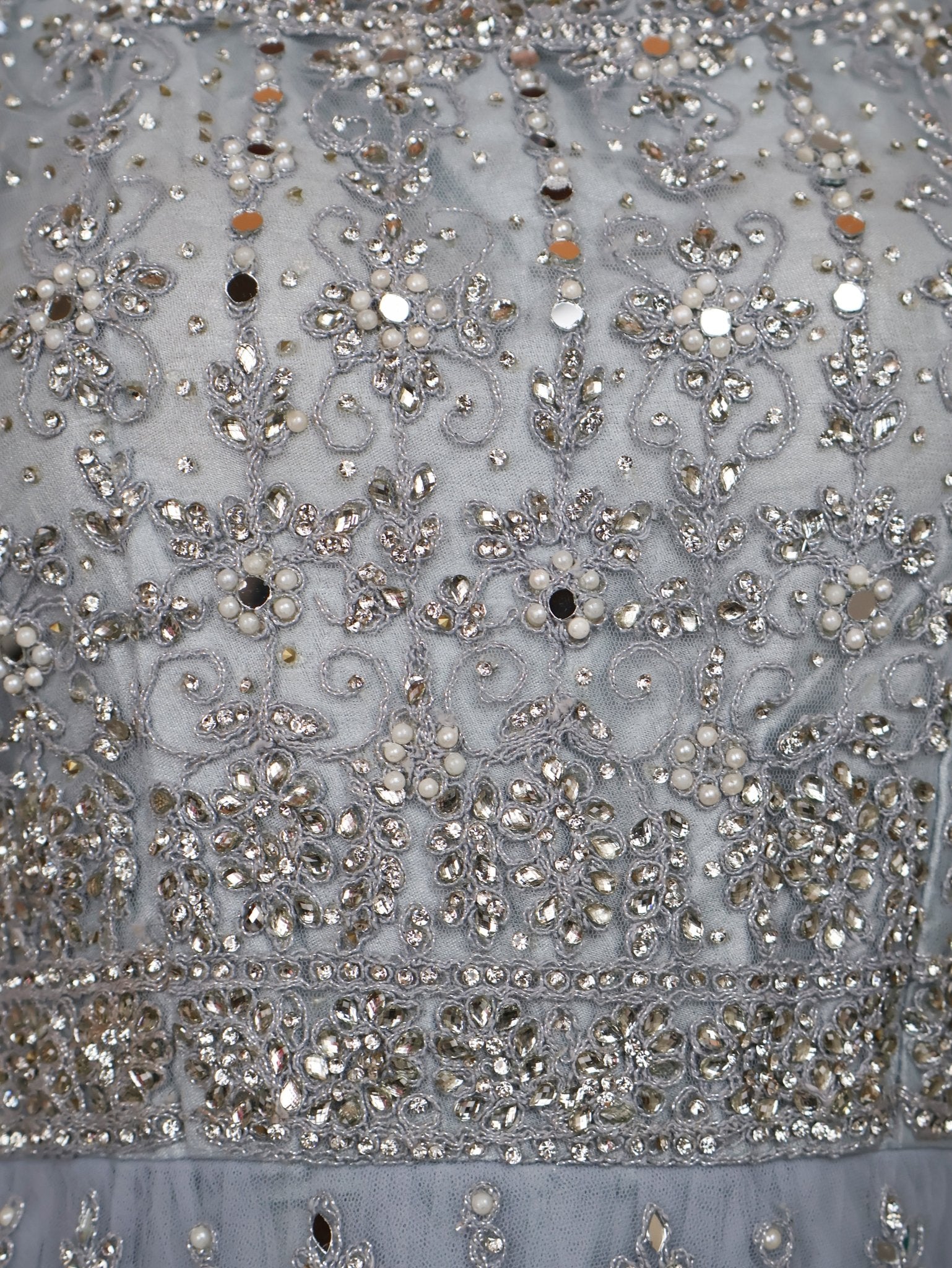 Net Fabric Gown with Pearl & Embroidery by Shreekama - UrbanNest Co