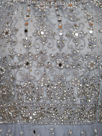 Net Fabric Gown with Pearl & Embroidery by Shreekama - UrbanNest Co