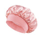 Solid Color Bath Cap Adult Fashion Satin Wide Brim Sleep Cap for Women Chemotherapy Hair Care - UrbanNest Co