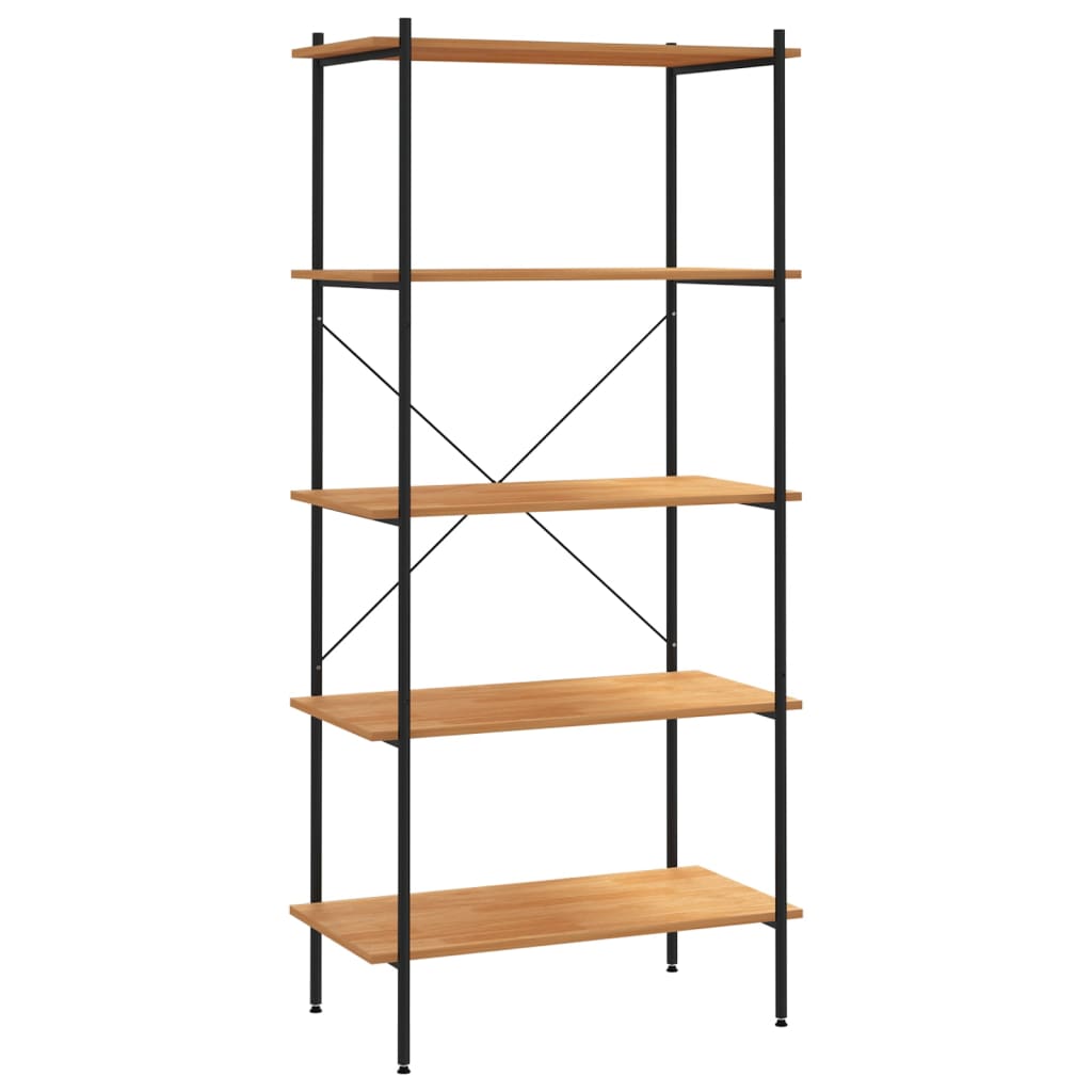 NNEVL 5 - Tier Shelving Unit Black and Oak 80x40x163 cm - UrbanNest Co