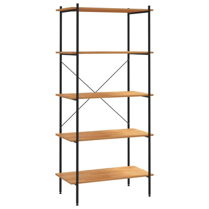NNEVL 5 - Tier Shelving Unit Black and Oak 80x40x163 cm - UrbanNest Co
