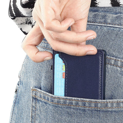 TOYFID Wallet With PU Leather Cover,Aluminum Alloy Pop Up Wallet Holder Card - UrbanNest Co