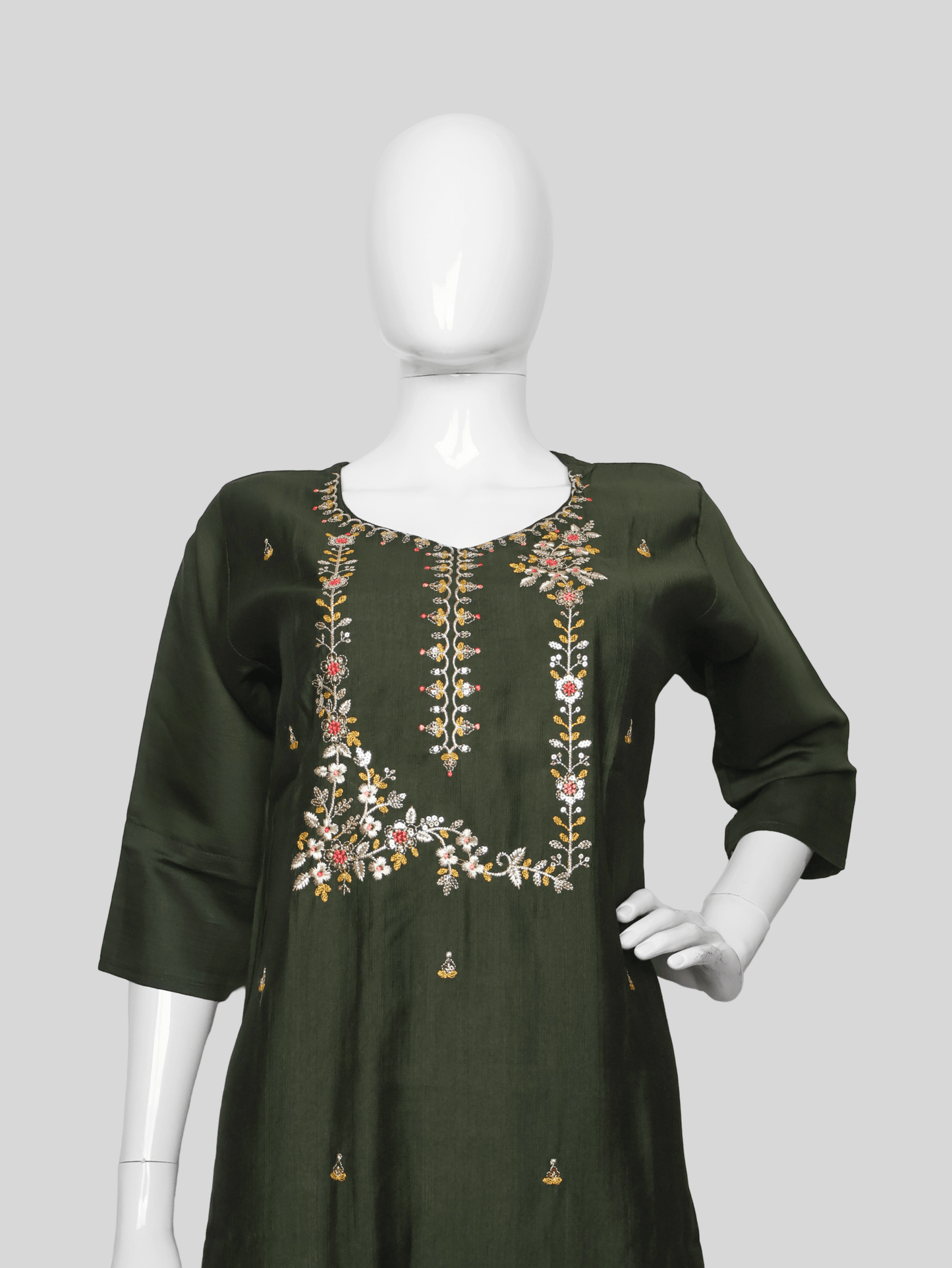 Cotton Kurti with Beautifully Embroidered Neckline - UrbanNest Co