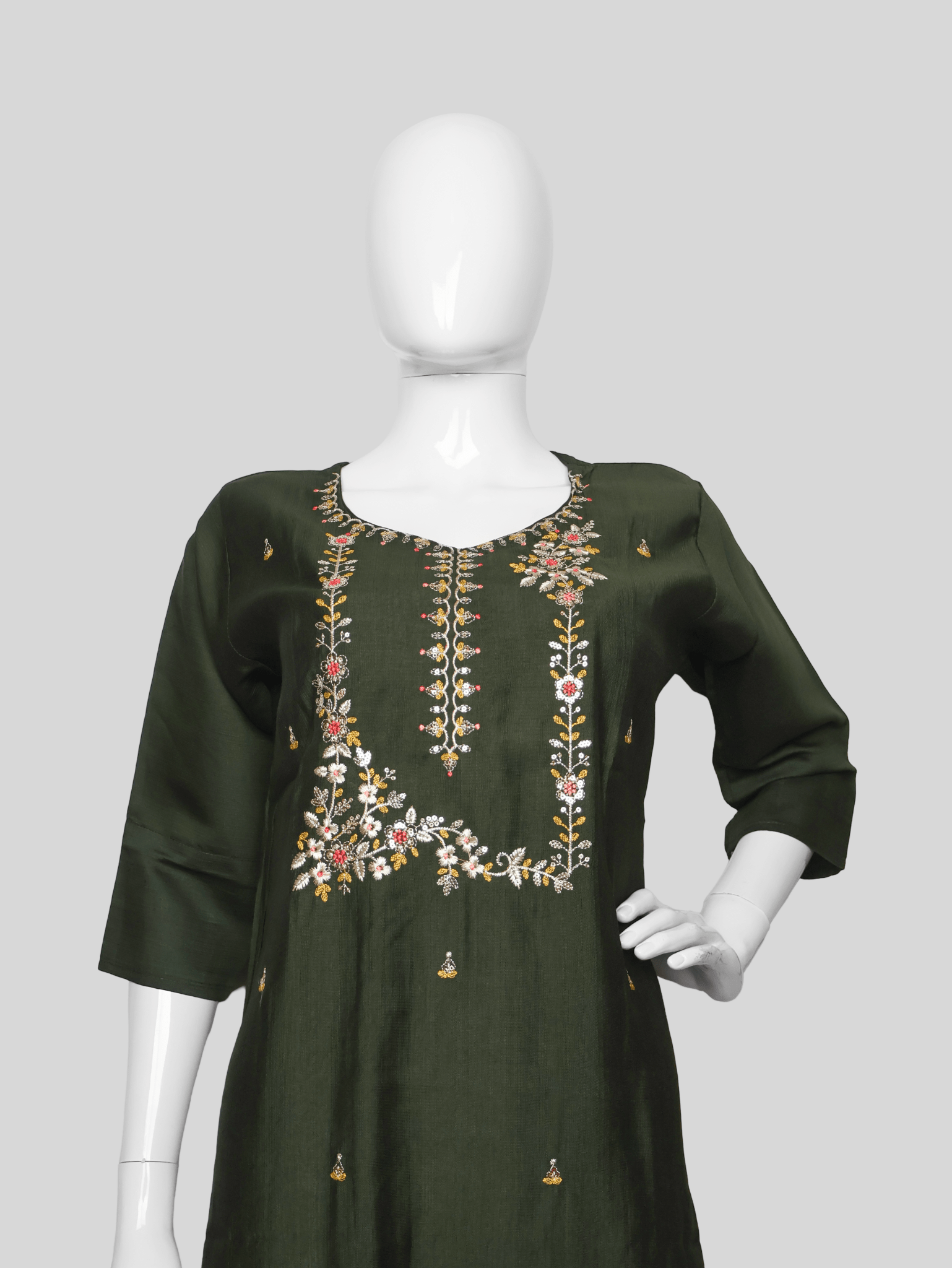 Cotton Kurti with Beautifully Embroidered Neckline - UrbanNest Co