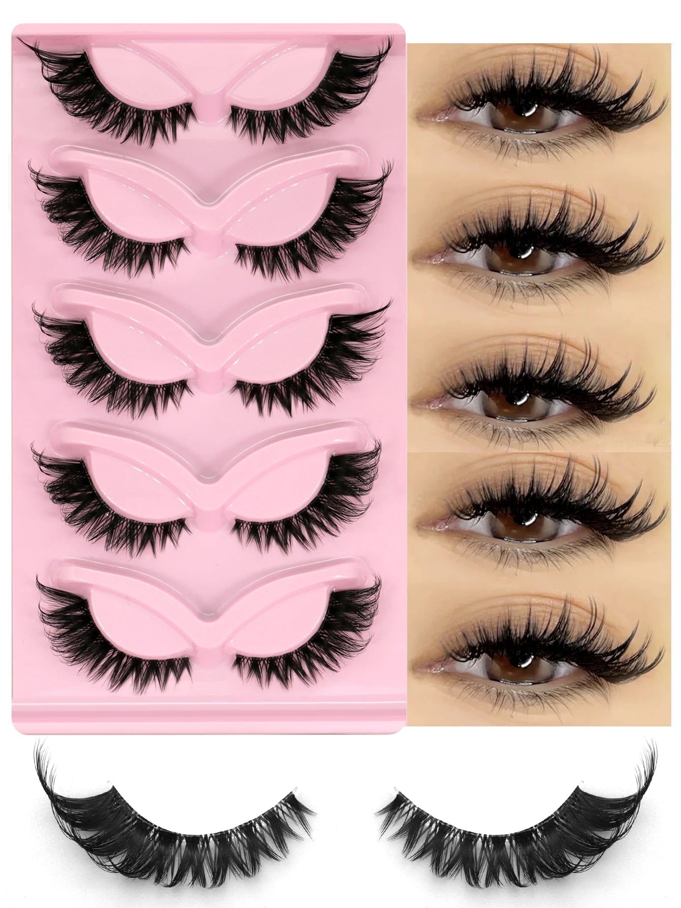 Veltrinay Fake Lashes Cat Eye Lashes Faux Mink Eyelashes Clear Band Lashes Natural Look Wispy Mink Eyelashes False Lashes Makeup - UrbanNest Co