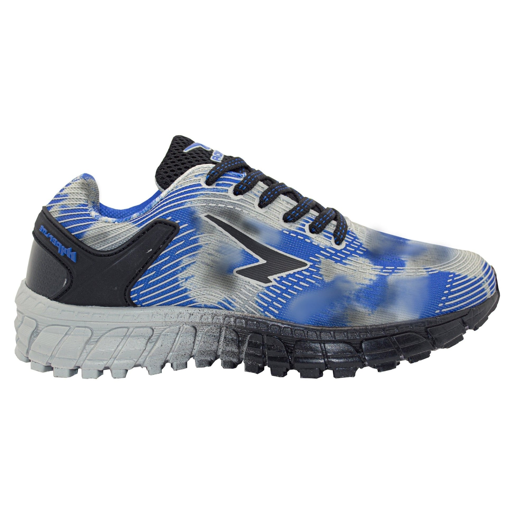 Vivid Multi Boys Lace Up Runner - Grey/Black/Royal Lace - UrbanNest Co