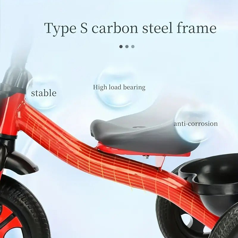 3 - Wheel Kids Red Tricycle Stainless Steel Bike - UrbanNest Co