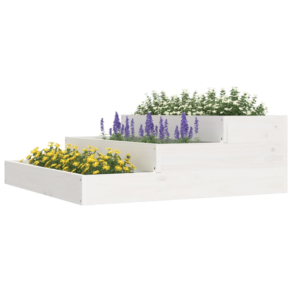 NNEVL Planter White 78x78x27 cm Solid Wood Pine - UrbanNest Co