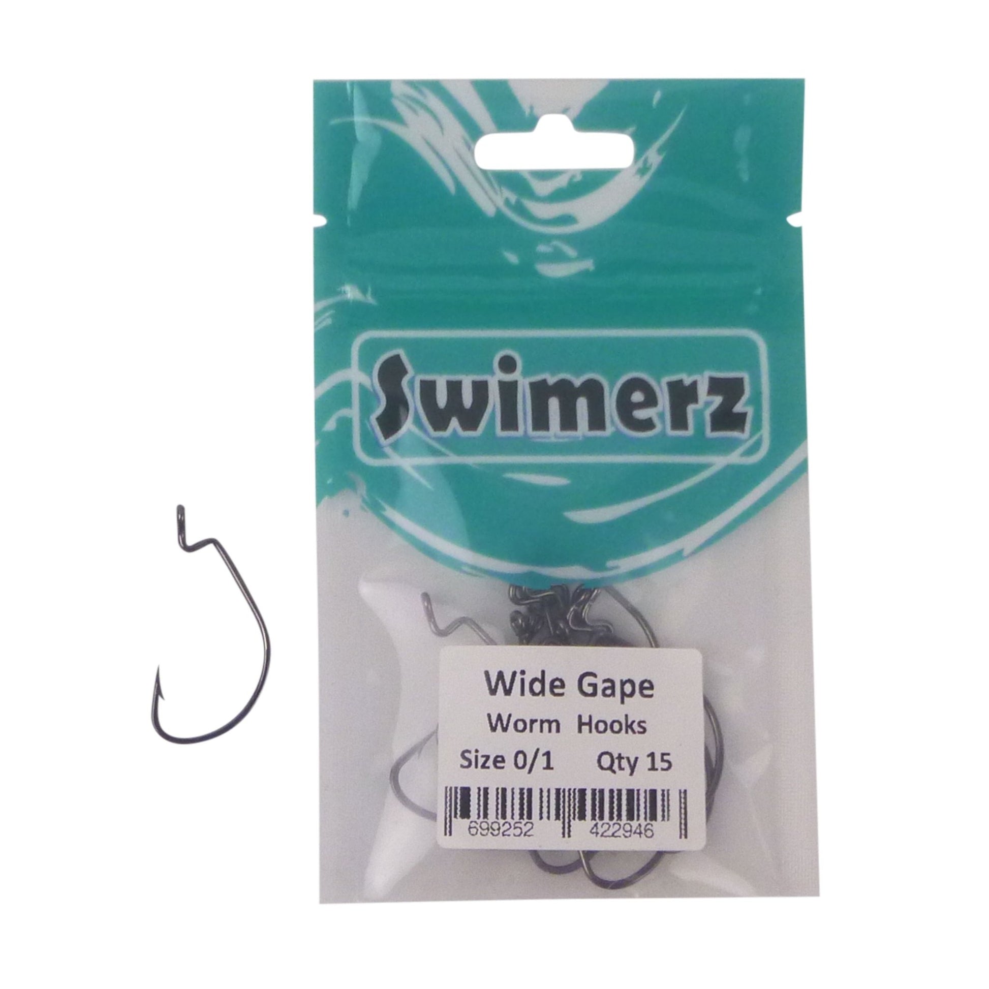 Swimerz 0/1 Wide Gape Worm Hook 15 Pack - UrbanNest Co
