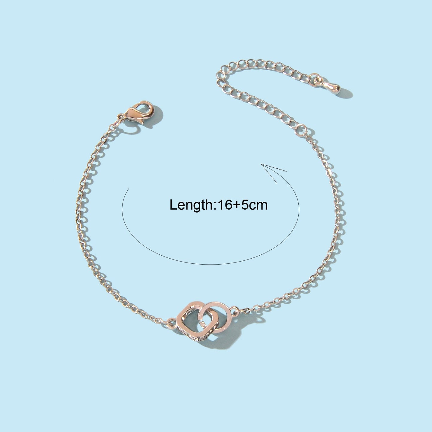 Trendy Jewelry Rhinestone Square Circle Silver Chain Bracelets for Wedding Party - UrbanNest Co