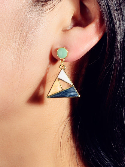 Trendy Multi - colored Enamel Triangle Geometric Dangle Party Designer Earrings - UrbanNest Co