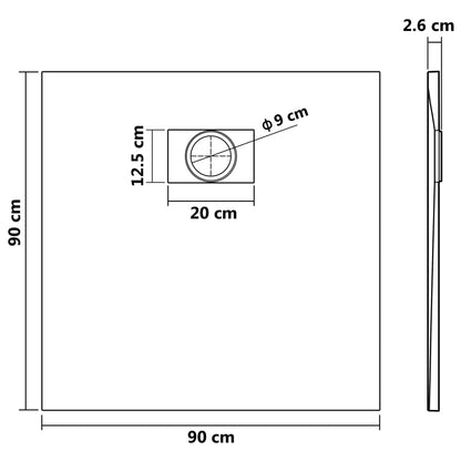 NNEVL Shower Base Tray SMC White 90x90 cm - UrbanNest Co