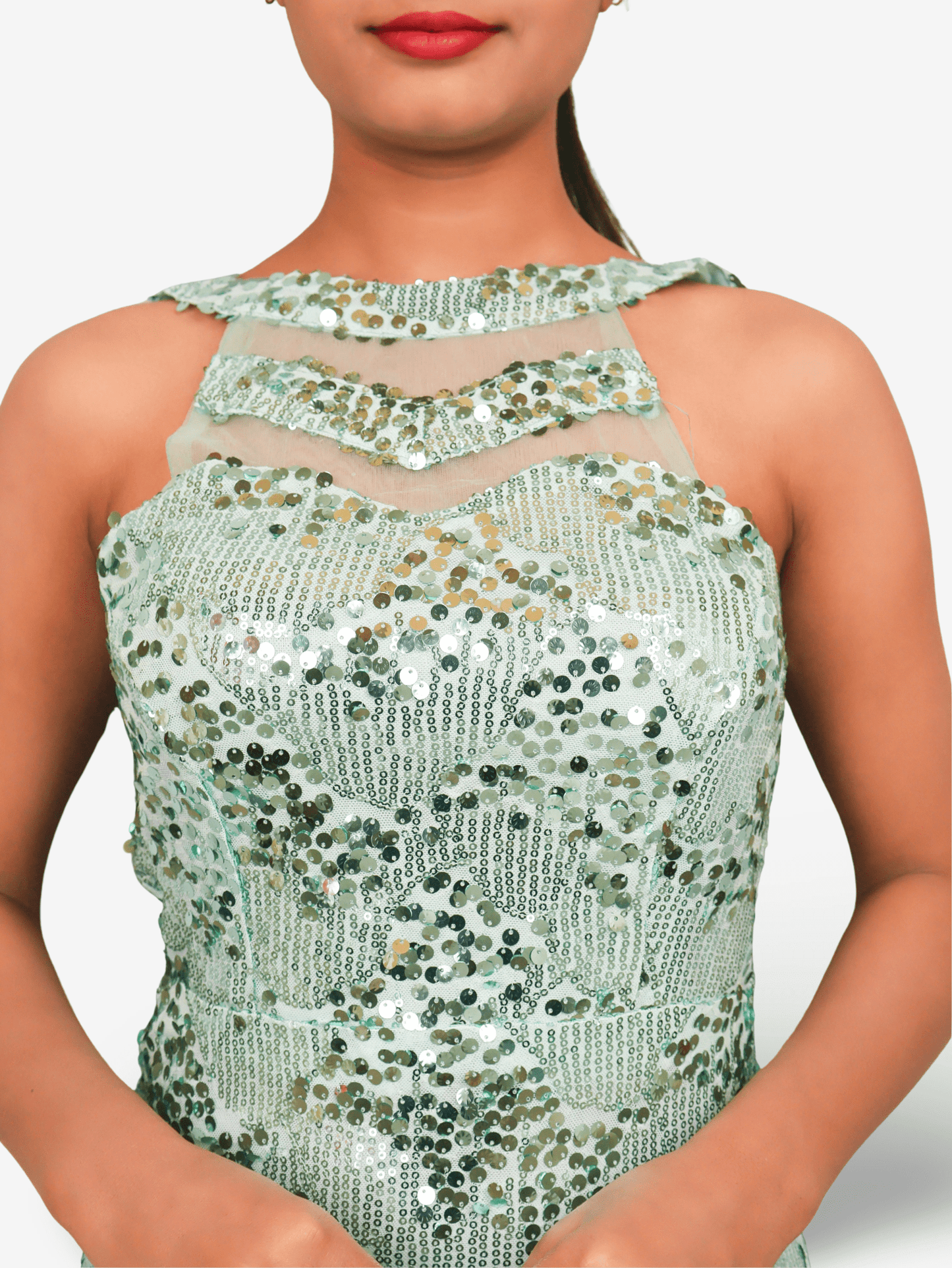 Sparkling Sequins Round Neck Bodycon Mini Dress by Shreekama - UrbanNest Co