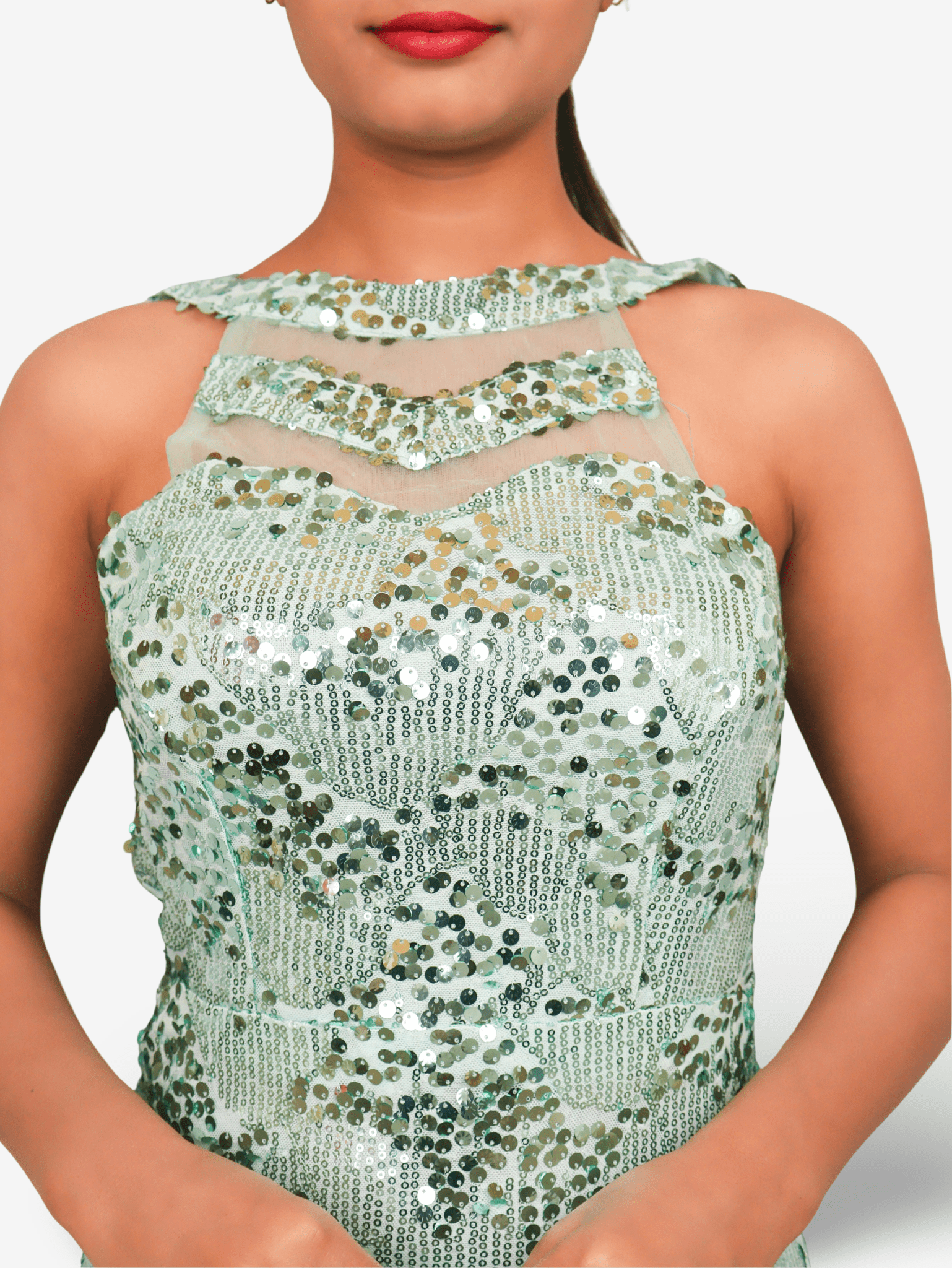 Sparkling Sequins Round Neck Bodycon Mini Dress by Shreekama - UrbanNest Co