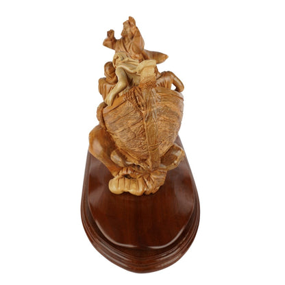 Handgeschnitzte Bootsszene „Jesus stillt den Sturm“ – Exklusive Olivenholzskulptur aus Bethlehem (36 cm) - UrbanNest Co