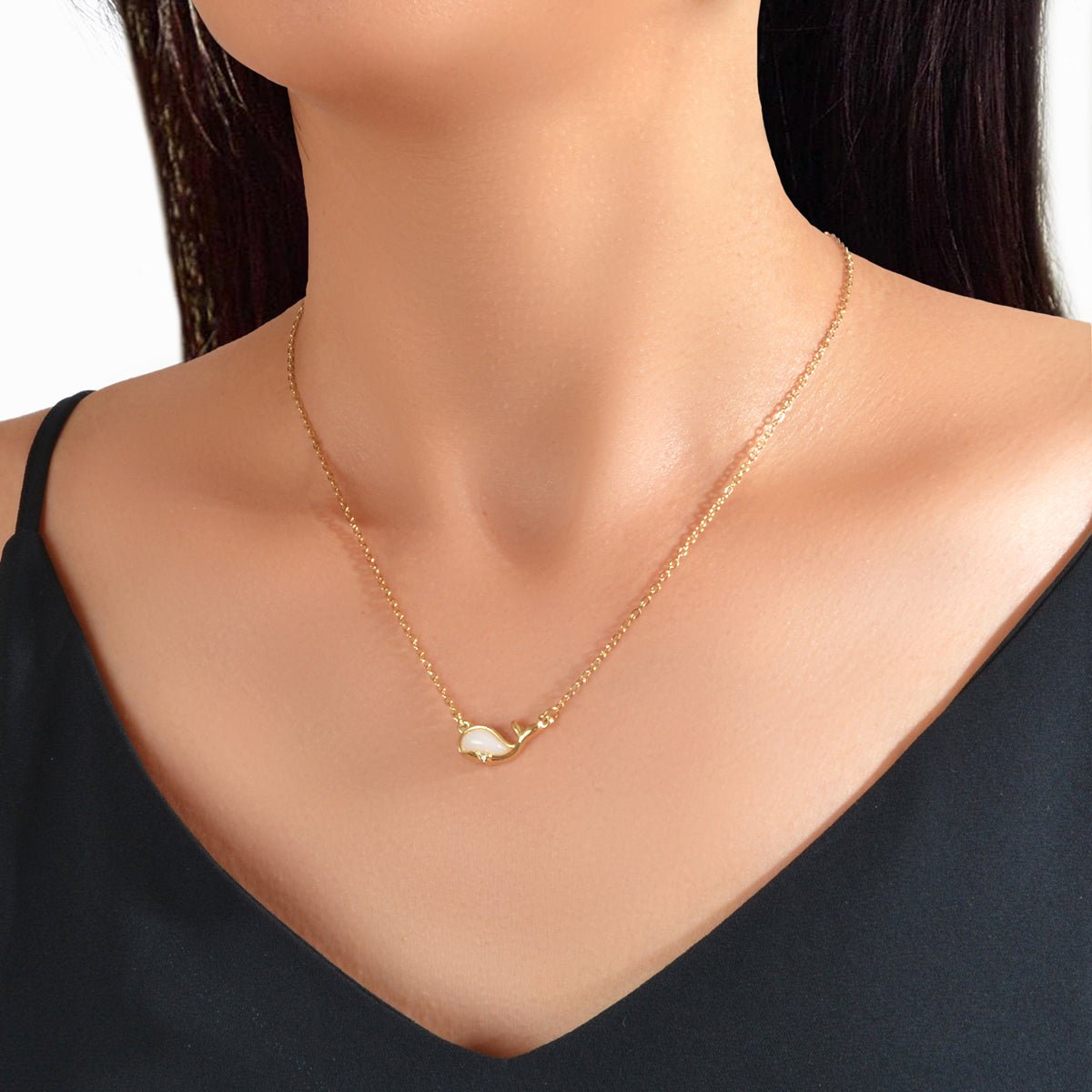 Exquisite Women Accessories Gold Chain Opal Dolphin Charm Necklace Gift Jewelry - UrbanNest Co
