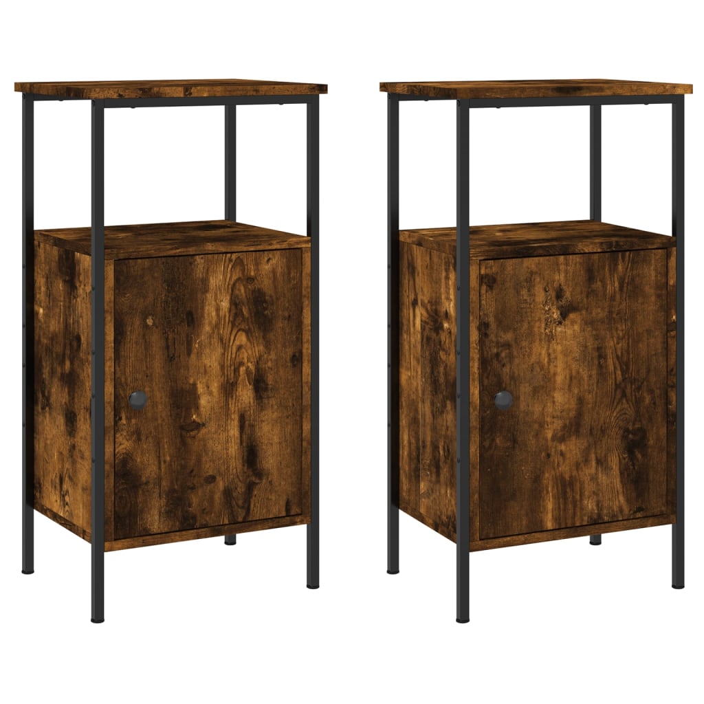 NNEVL Bedside Cabinets 2 pcs Smoked Oak 41x31x80 cm Engineered Wood - UrbanNest Co