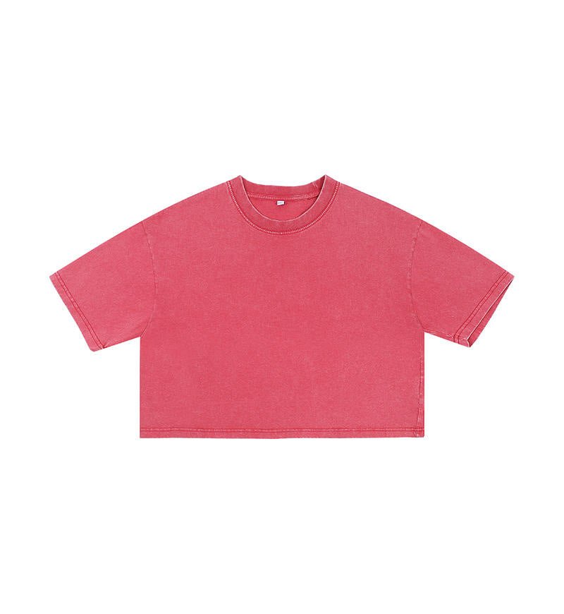 Short women's vintage washed snowflake pure cotton short - sleeve T-shirt - UrbanNest Co