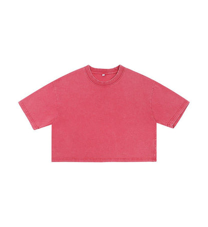 Short women's vintage washed snowflake pure cotton short - sleeve T-shirt - UrbanNest Co