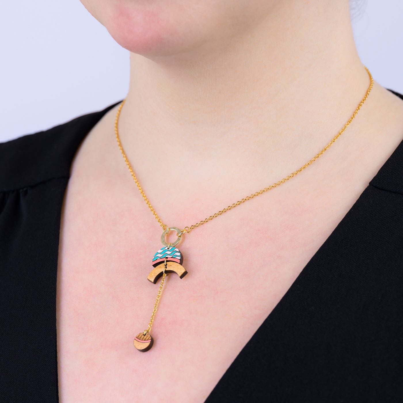 Thallaso Recycled Wood Gold Necklace - UrbanNest Co