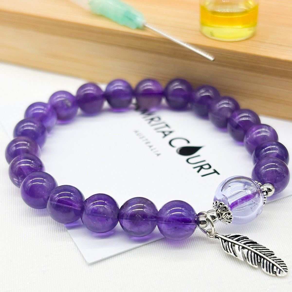 Sterling Silver Crystal Aroma Bracelet - Amethyst | Energy & Healing | Diffuser Jewellery | Gift for her - UrbanNest Co