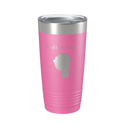 Indian Lake Map Tumbler Travel Mug Insulated Laser Engraved Coffee Cup Silver Creek Township Michigan 20 oz - UrbanNest Co