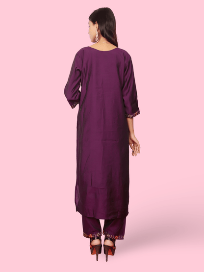 Rayon - Cotton Embroidered Straight Kurti with Pant and Dupatta - UrbanNest Co