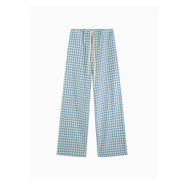 Casual All - Cotton Checkered Pants Versatile and Comfortable, Blueberry Souffle Design - UrbanNest Co