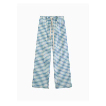 Casual All - Cotton Checkered Pants Versatile and Comfortable, Blueberry Souffle Design - UrbanNest Co
