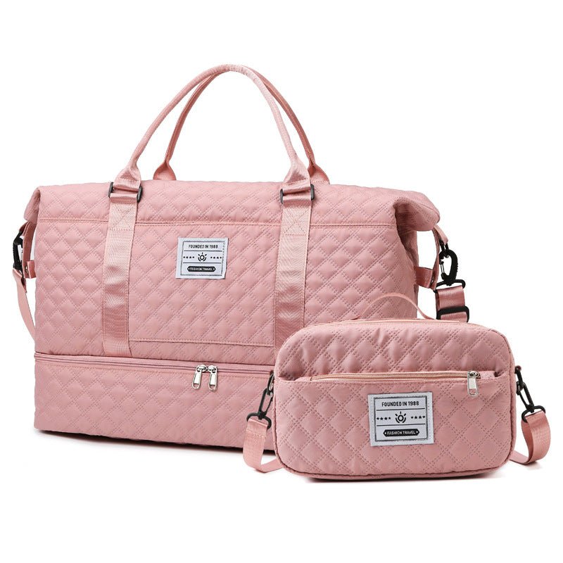 Checkered Dry - Wet Separation Sports Tote Bag Yoga Fitness Bag Large Capacity Shoe Compartment Travel Bag - UrbanNest Co