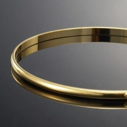 18ct Heavy Yellow Gold Plated Plain 3mm Bangle - USA Made - UrbanNest Co