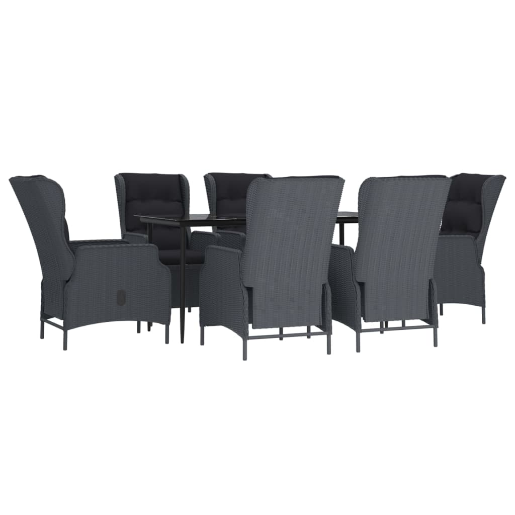 NNEVL 7 Piece Garden Dining Set Dark Grey Poly Rattan - UrbanNest Co