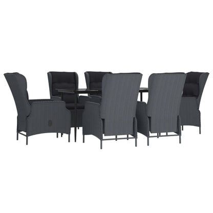 NNEVL 7 Piece Garden Dining Set Dark Grey Poly Rattan - UrbanNest Co