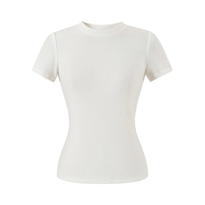 Round neck short sleeved T-shirt for women - UrbanNest Co