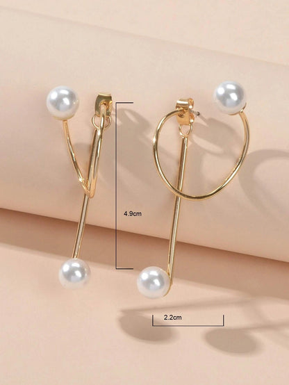 Fashion Jewellery Pearl Gold Circle Stud Curve Stud Earrings Ear Party Teen Gift - UrbanNest Co