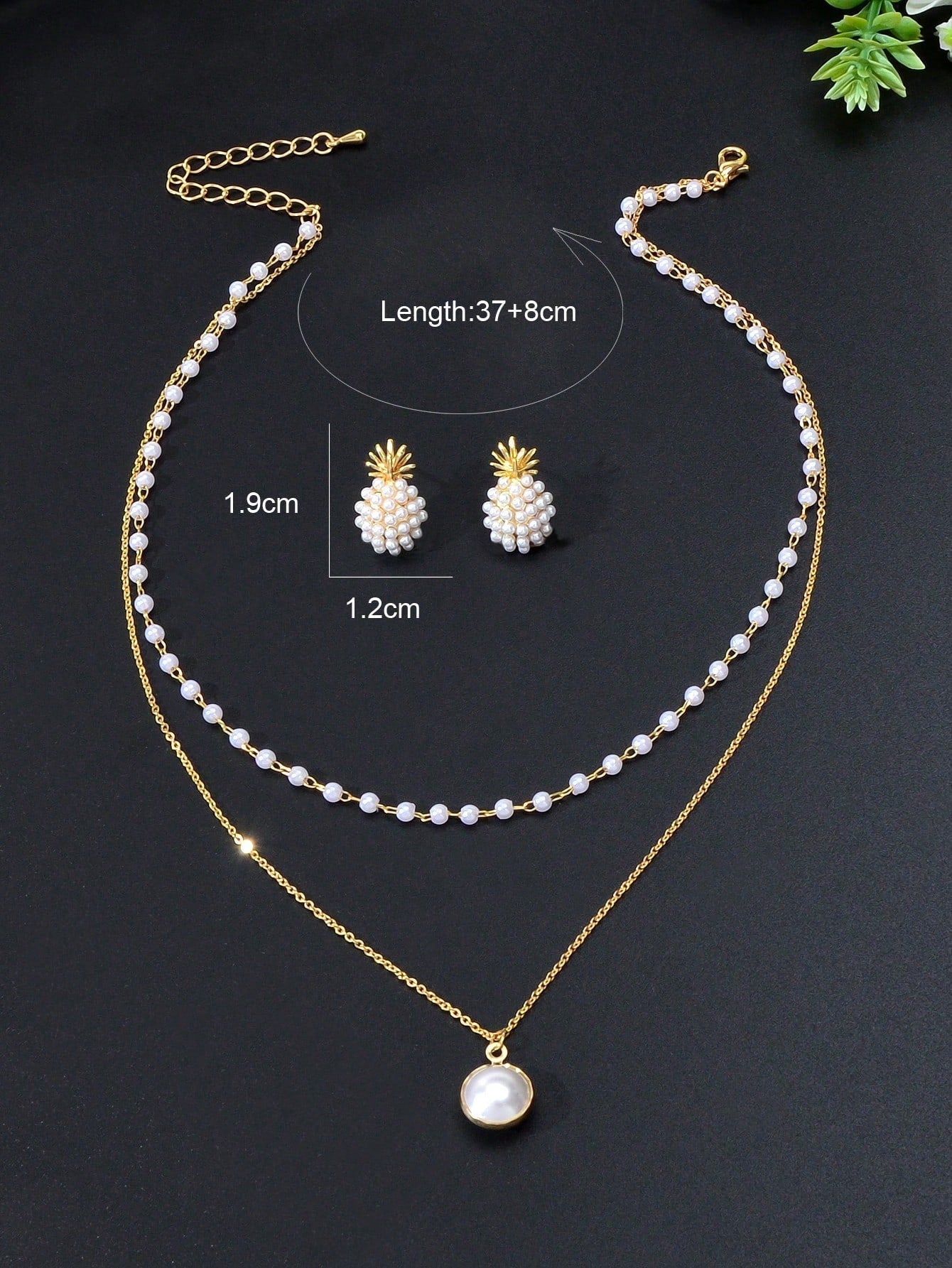 Pearl Pendant Double Layer Necklace & Pineapple Pearl Earrings Jewellery Set - UrbanNest Co