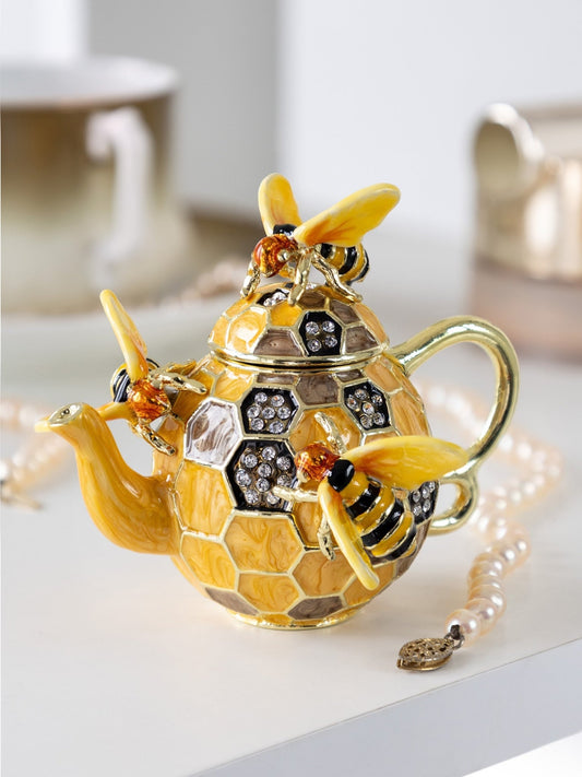 Bee & Honeycomb Teapot Trinket Box by Keren Kopal - UrbanNest Co