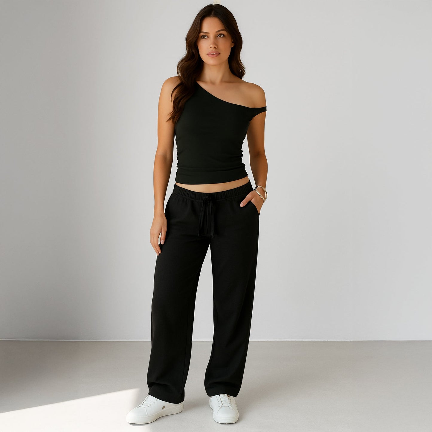 0896 - Women's One Shoulder Asymmetrical Tank - UrbanNest Co