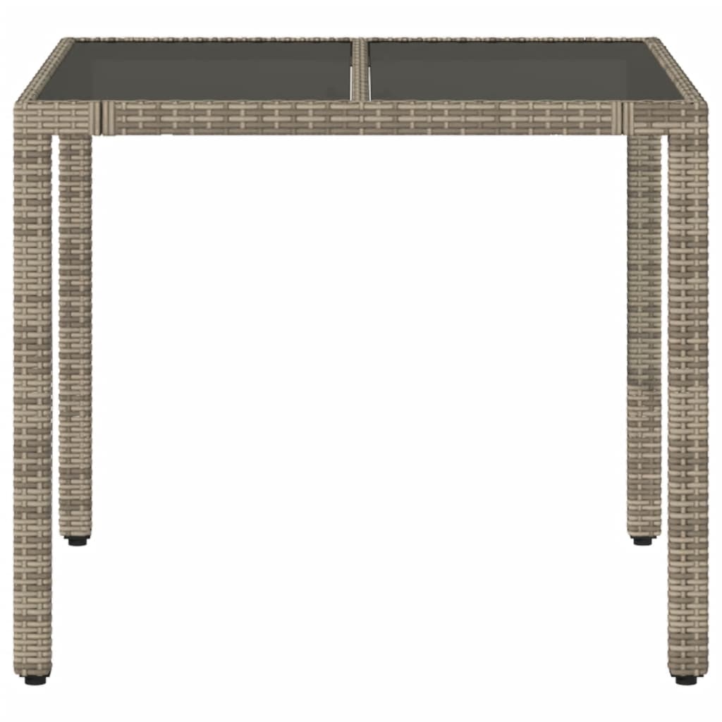 NNEVL Garden Table with Glass Top Grey 90x90x75 cm Poly Rattan - UrbanNest Co