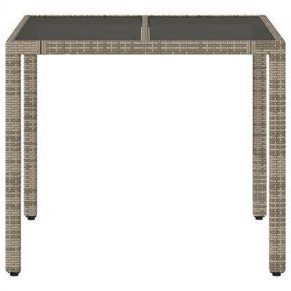 NNEVL Garden Table with Glass Top Grey 90x90x75 cm Poly Rattan - UrbanNest Co