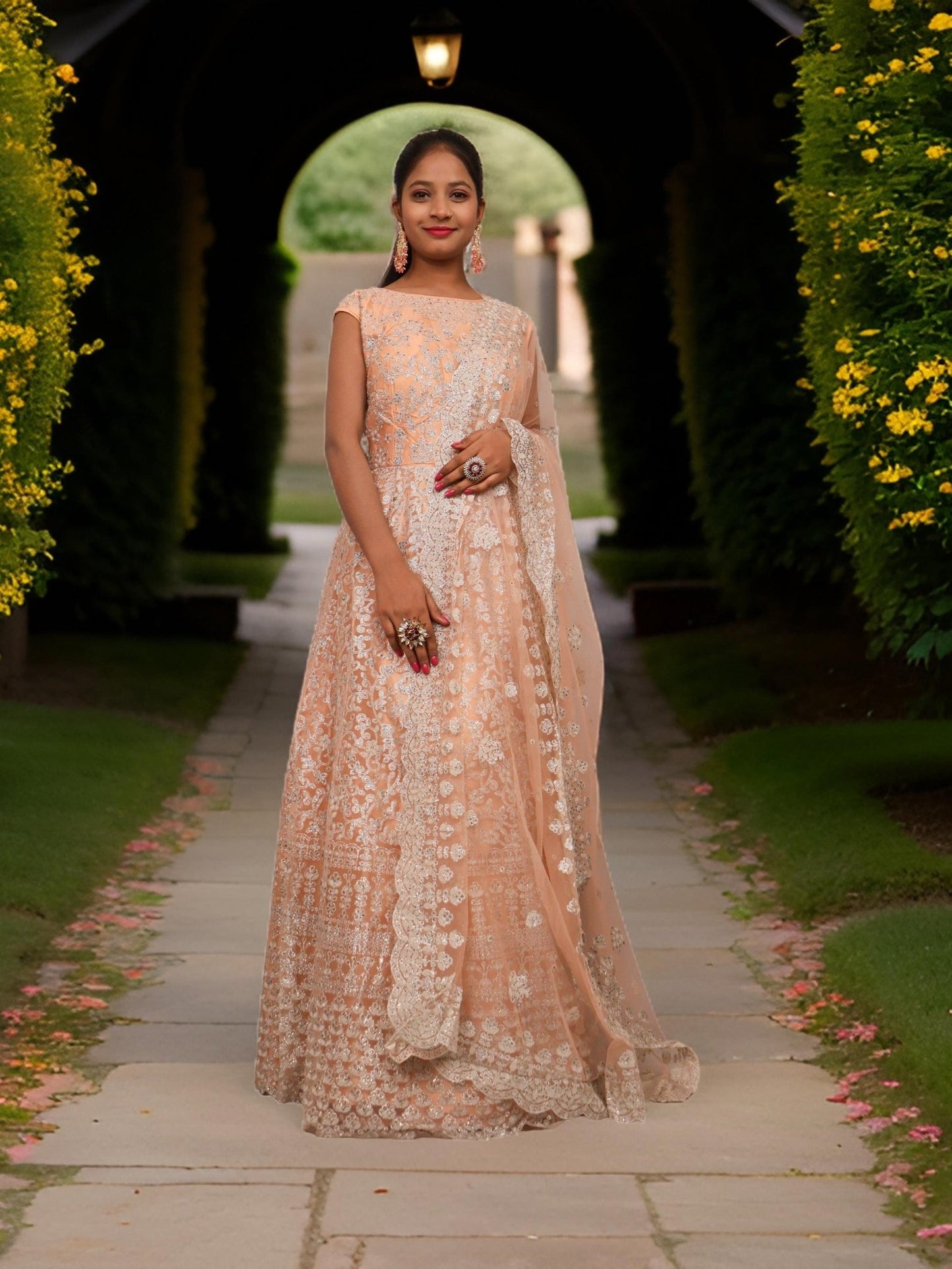 Shimmery and Shiny Beautiful Gown by Shreekama - UrbanNest Co