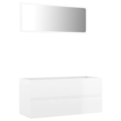 NNEVL 2 Piece Bathroom Furniture Set High Gloss White Chipboard - UrbanNest Co