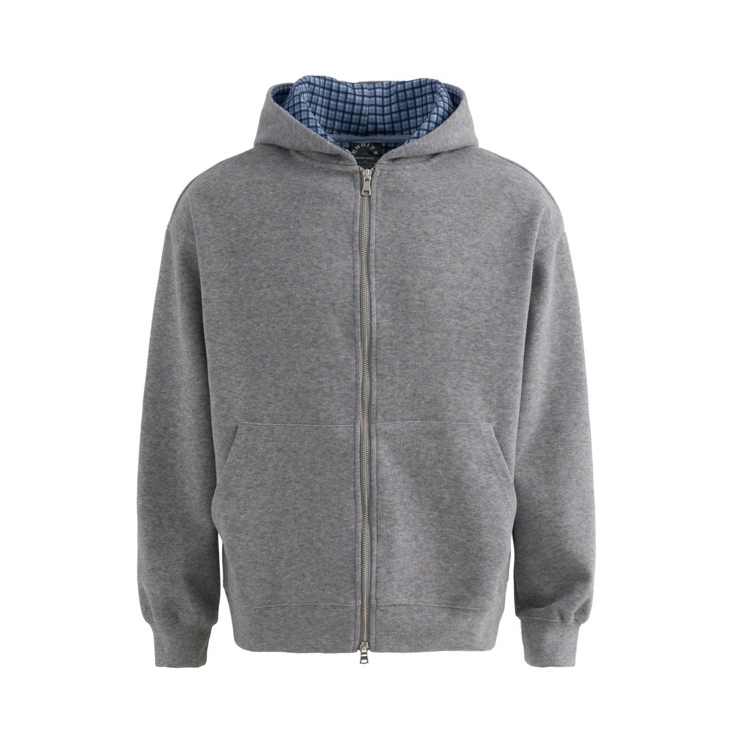 Plaid Lined Hooded Sweatshirt Jacket with Pearl Letters - UrbanNest Co