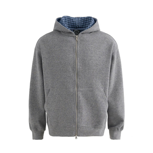 Plaid Lined Hooded Sweatshirt Jacket with Pearl Letters - UrbanNest Co