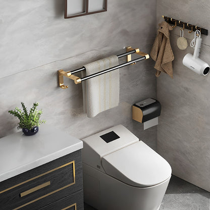 SOGA 2X 61cm Wall - Mounted Double Pole Towel Holder Bathroom Organiser Rail Hanger with Hooks - UrbanNest Co