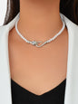 Punk Retro Pearl Beads Chain Gold Silver Snake Short Clavicle Statement Necklace - UrbanNest Co